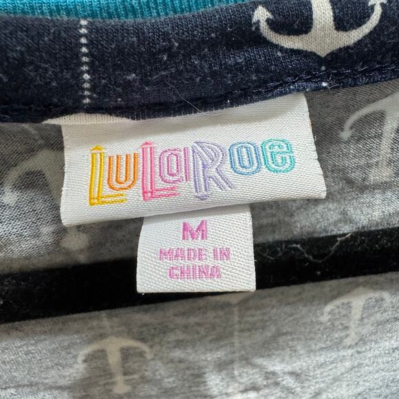 LuLaRoe Classic Tee Womens Top Navy Blue Anchors M Medium - Picture 6 of 8